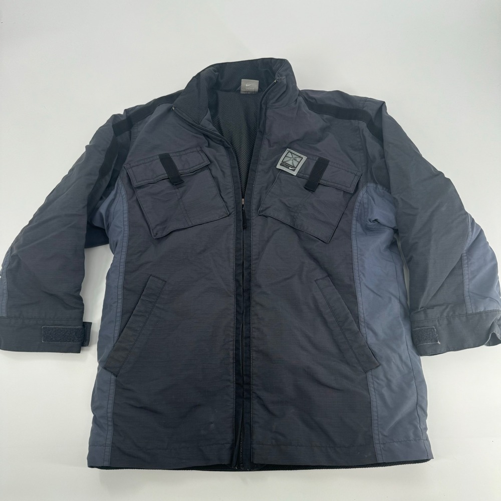 Nike Media Portal Boys' Jacket Coat Black Blue Full Zip Pockets Size M VTG Rare